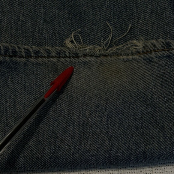 Levis 550 Jeans Mens 36x32 Relaxed Fit Western Cowboy Blue Denim Distressed - Picture 3 of 16